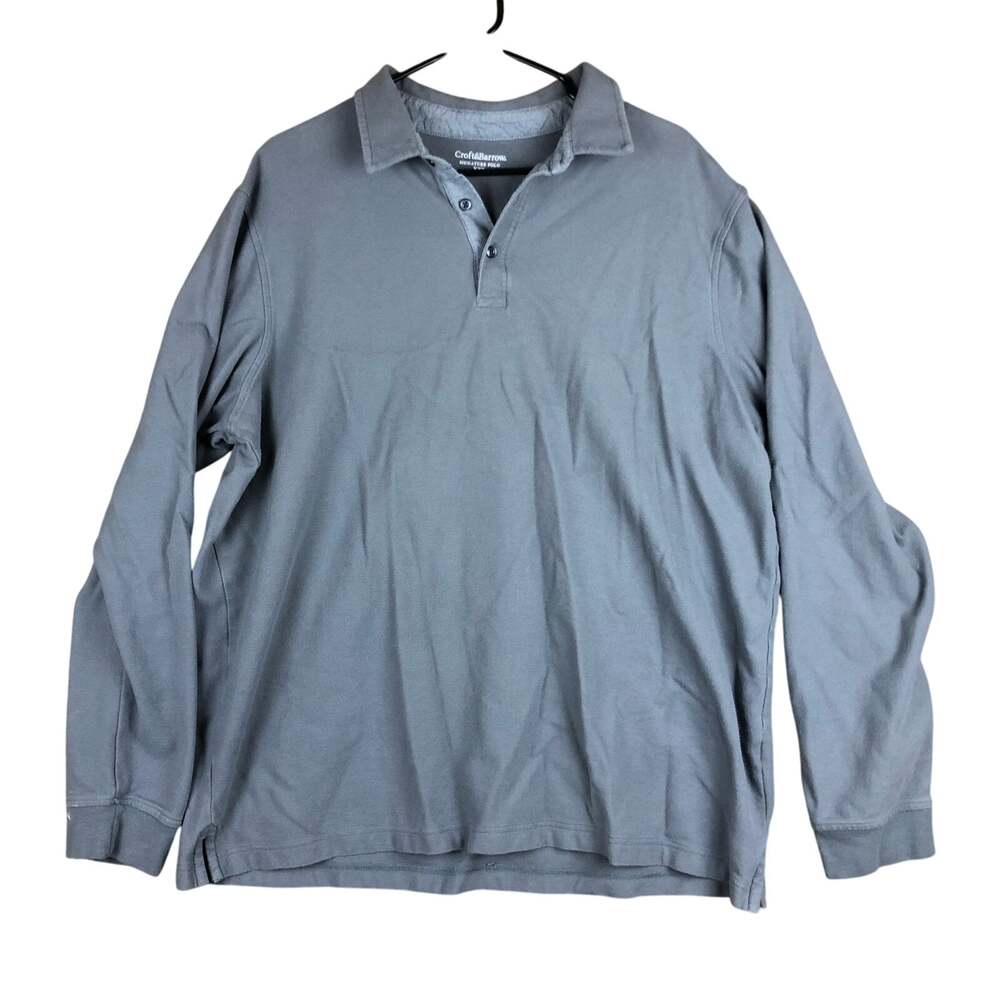 Croft & Barrow Mens Shirt Gray Signature Henley Polo Ponte Long Sleeve XXL